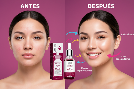 Antes y después sérum anti-acné AHA BHA