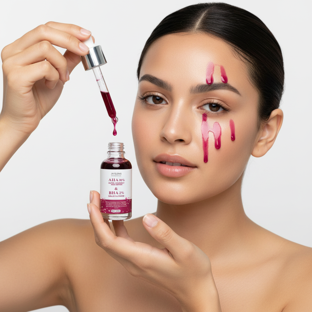 Mujer aplicando sérum anti-acné